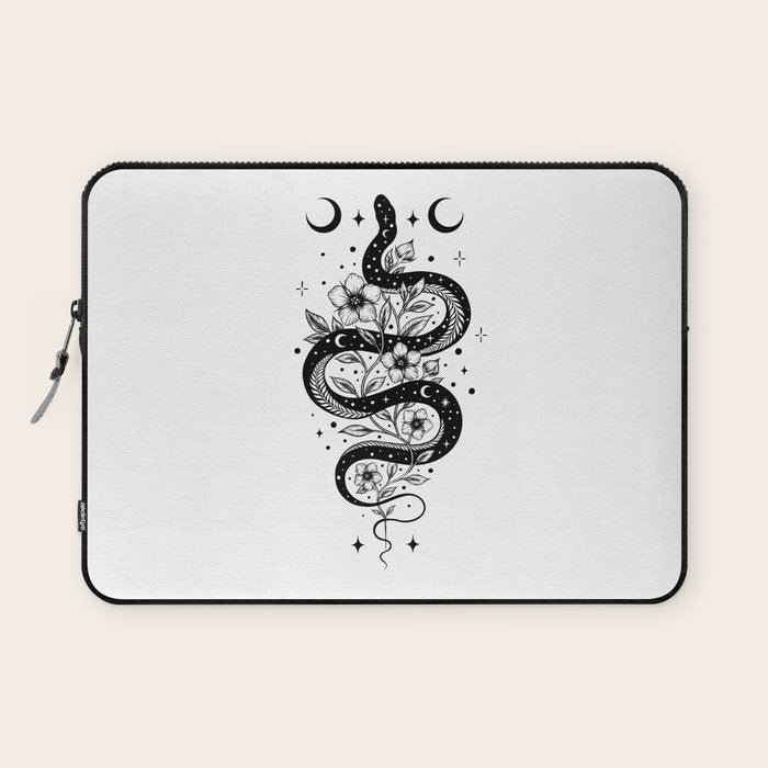 Serpent Spell -Black and White Laptop Sleeve Gallery Image 1