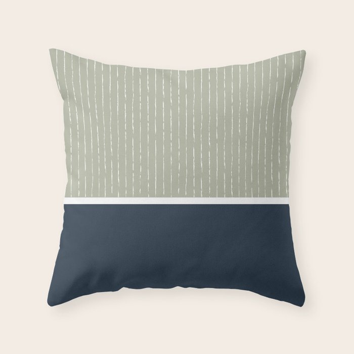 Linen Sage & Navy Throw Pillow Gallery Image 6