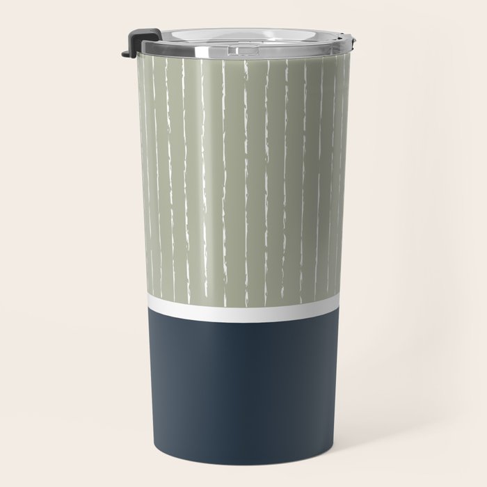 Linen Sage & Navy Travel Mug Gallery Image 3