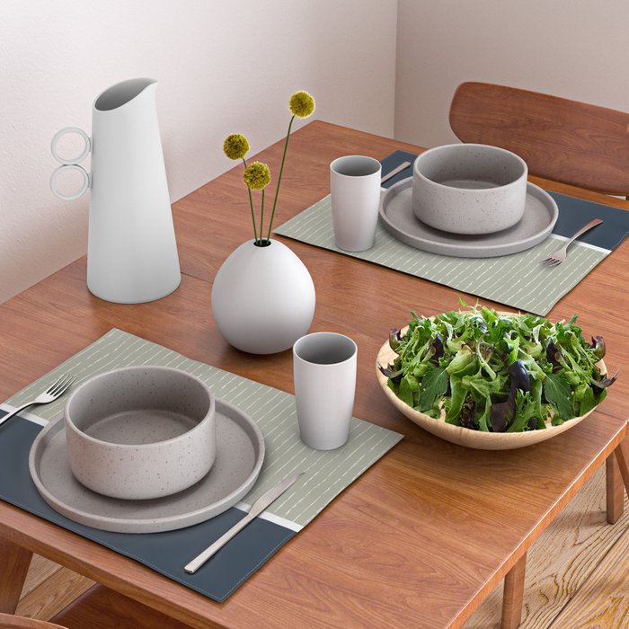 Linen Sage & Navy Placemat Gallery Image 2