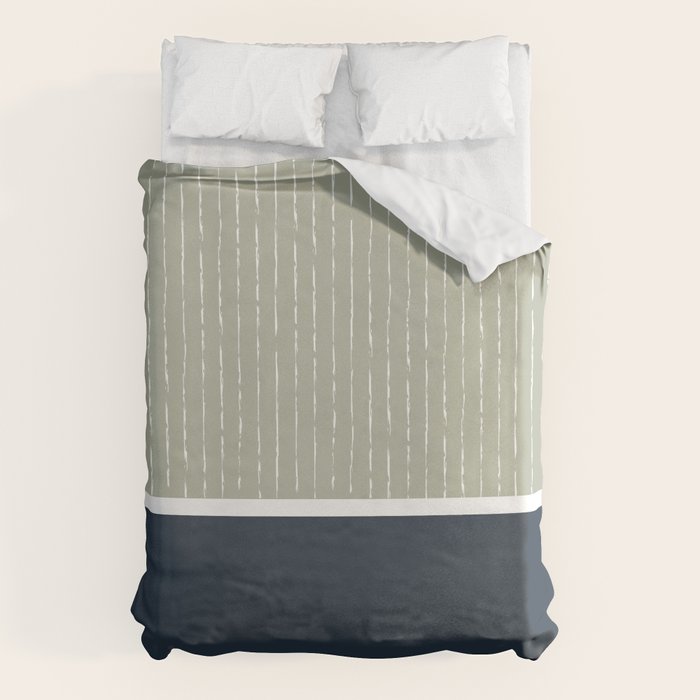 Linen Sage & Navy Duvet Cover Gallery Image 6