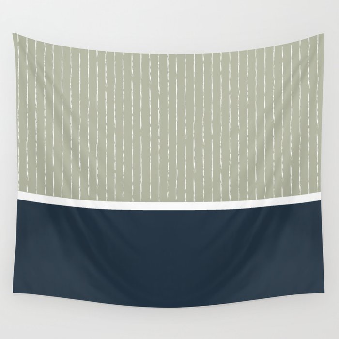 Linen Sage & Navy Wall Tapestry Gallery Image 4