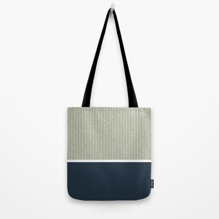 Linen Sage & Navy Tote Bag Gallery Image 2