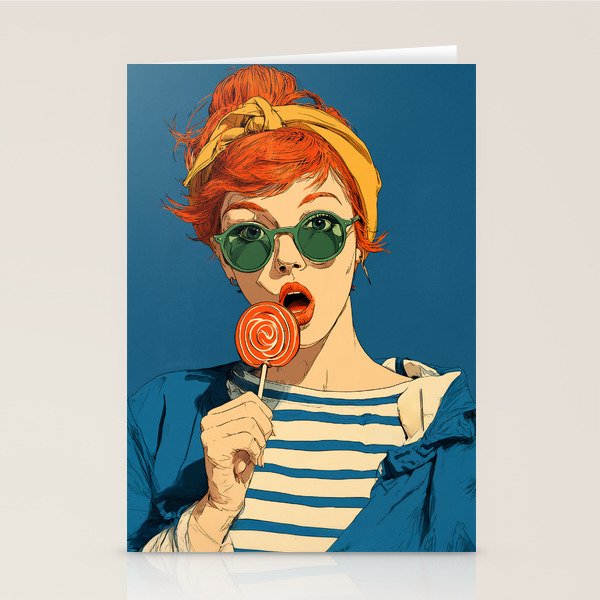 Retro Pop Lollipop Girl Stationery Card Gallery Image 2