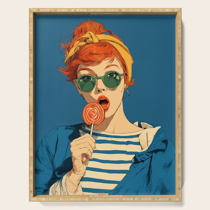 Retro Pop Lollipop Girl Serving Tray Gallery Image 1