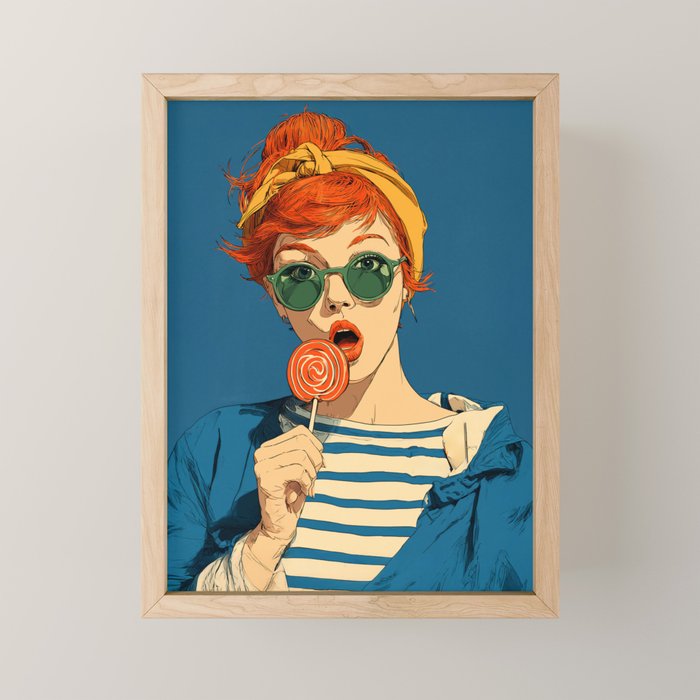 Retro Pop Lollipop Girl Mini Art Print Gallery Image 1