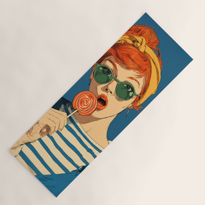 Retro Pop Lollipop Girl Yoga Mat Gallery Image 1