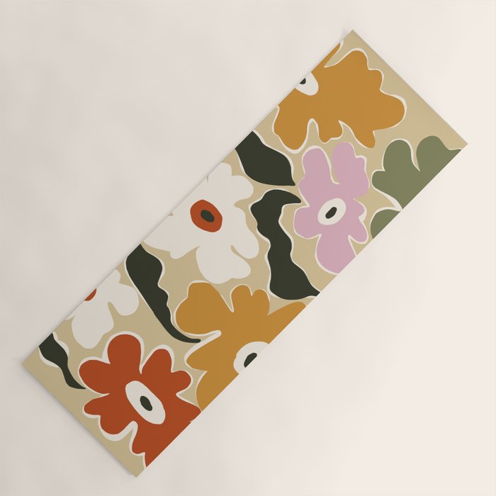 Retro abstract floral  Yoga Mat Gallery Image 1