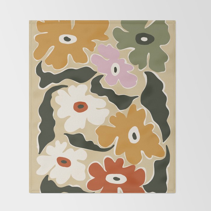 Retro abstract floral  Throw Blanket Gallery Image 2