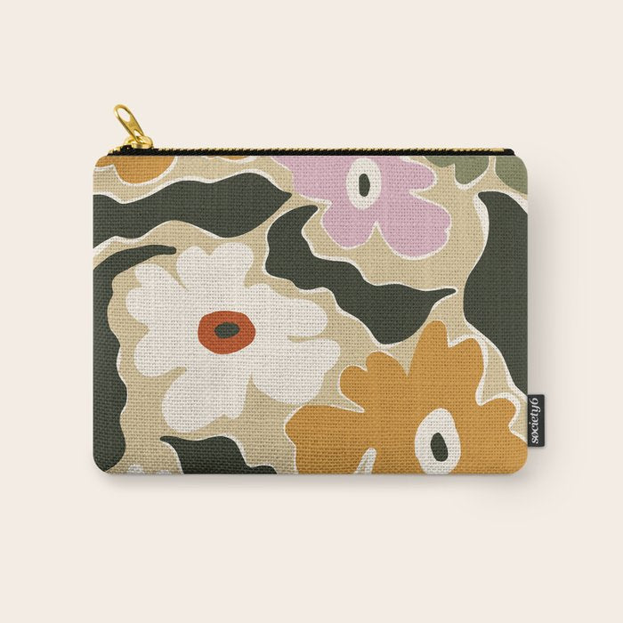 Retro abstract floral  Carry All Pouch Gallery Image 1