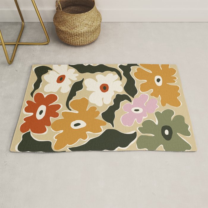 Retro abstract floral  Rug Gallery Image 1