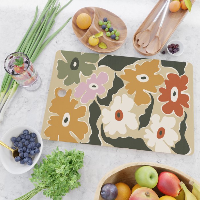 Retro abstract floral  Cutting Board Gallery Image 2