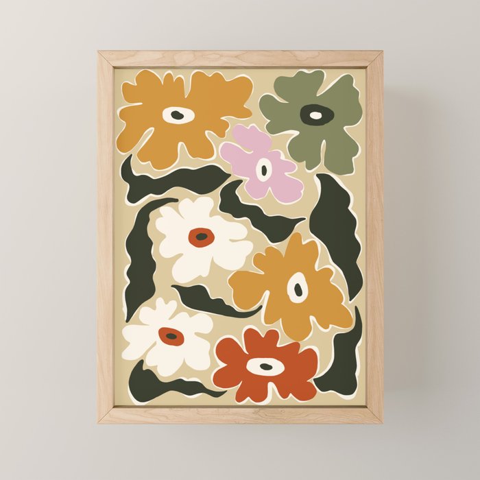 Retro abstract floral  Mini Art Print Gallery Image 1