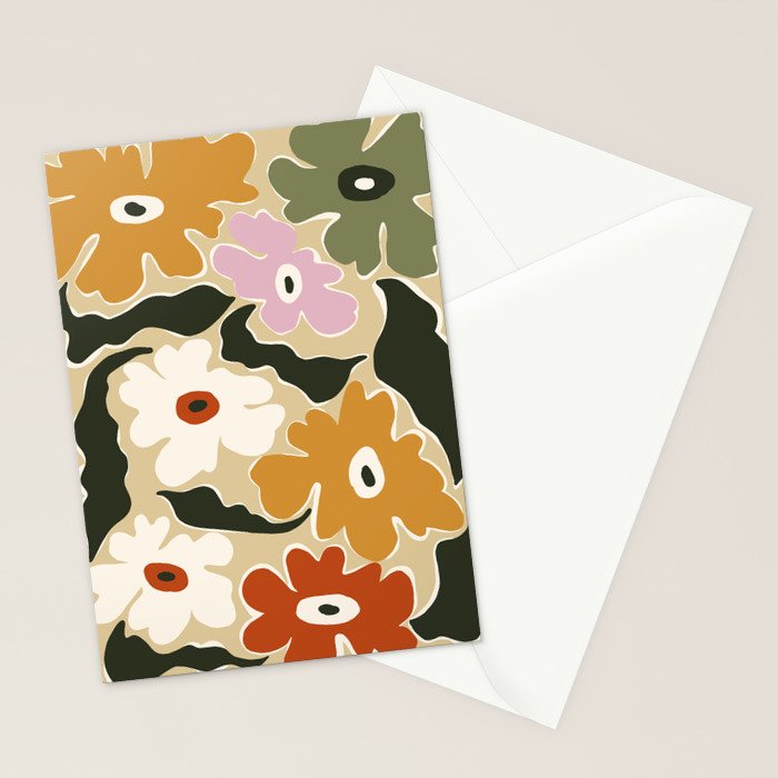 Retro abstract floral  Stationery Card Gallery Image 2