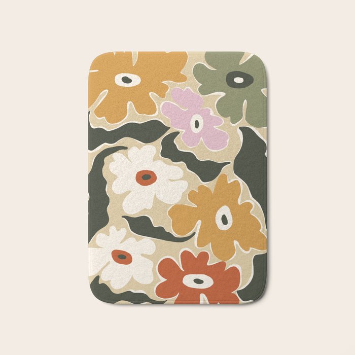 Retro abstract floral  Bath Mat Gallery Image 1