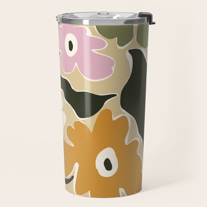 Retro abstract floral  Travel Mug Gallery Image 2