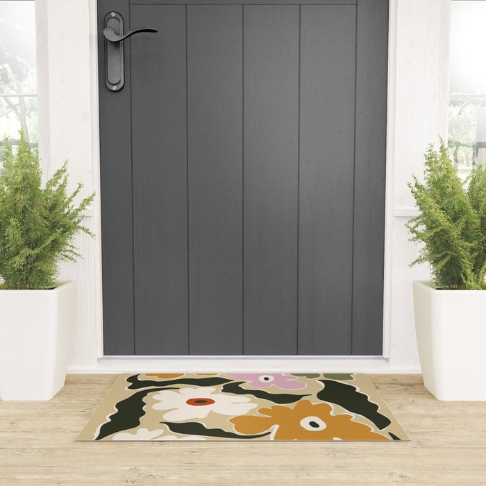 Retro abstract floral  Welcome Mat Gallery Image 3