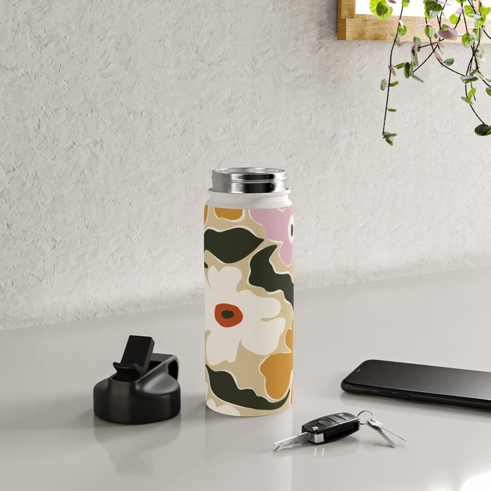 Retro abstract floral  Water Bottle Gallery Image 4