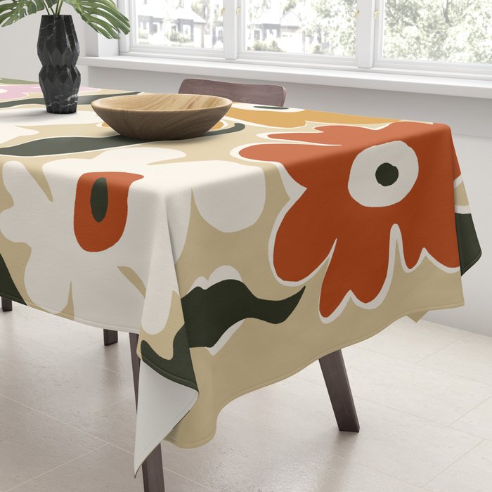 Retro abstract floral  Tablecloth Gallery Image 3