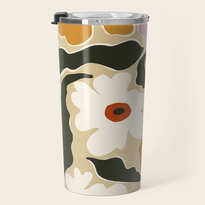 Retro abstract floral  Travel Mug Gallery Image 3
