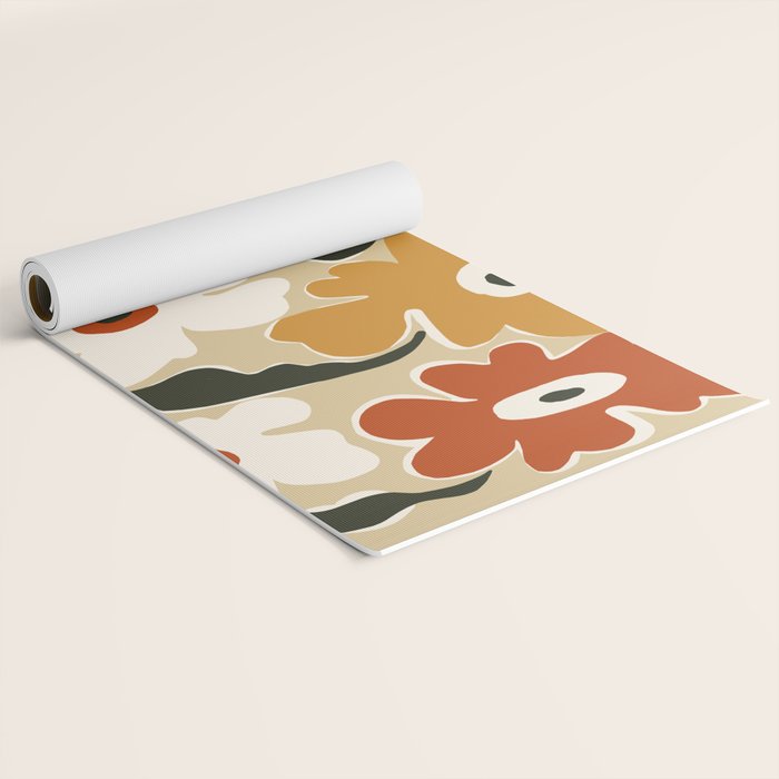 Retro abstract floral  Yoga Mat Gallery Image 2