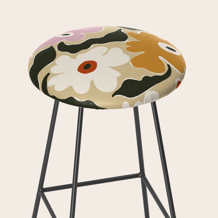 Retro abstract floral  Stool Gallery Image 2