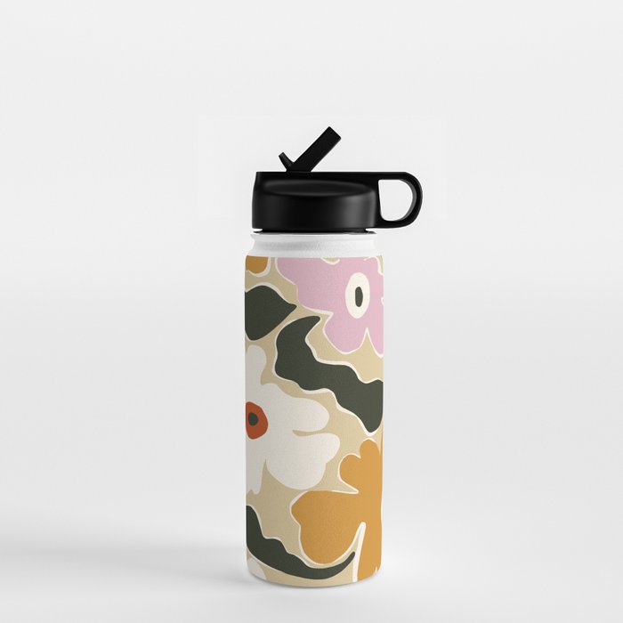 Retro abstract floral  Water Bottle Gallery Image 1