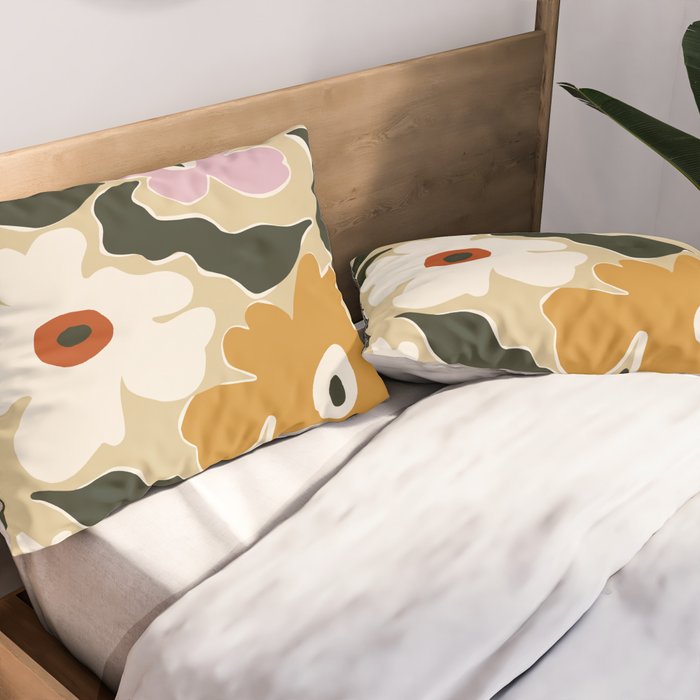 Retro abstract floral  Pillow Sham Gallery Image 2
