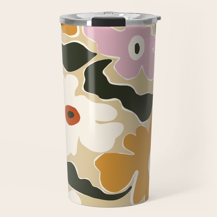 Retro abstract floral  Travel Mug Gallery Image 1