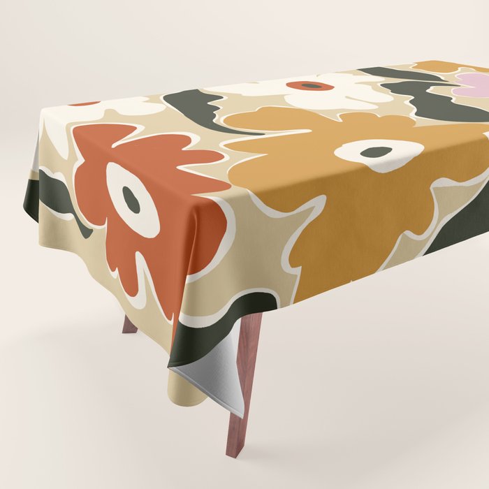 Retro abstract floral  Tablecloth Gallery Image 1