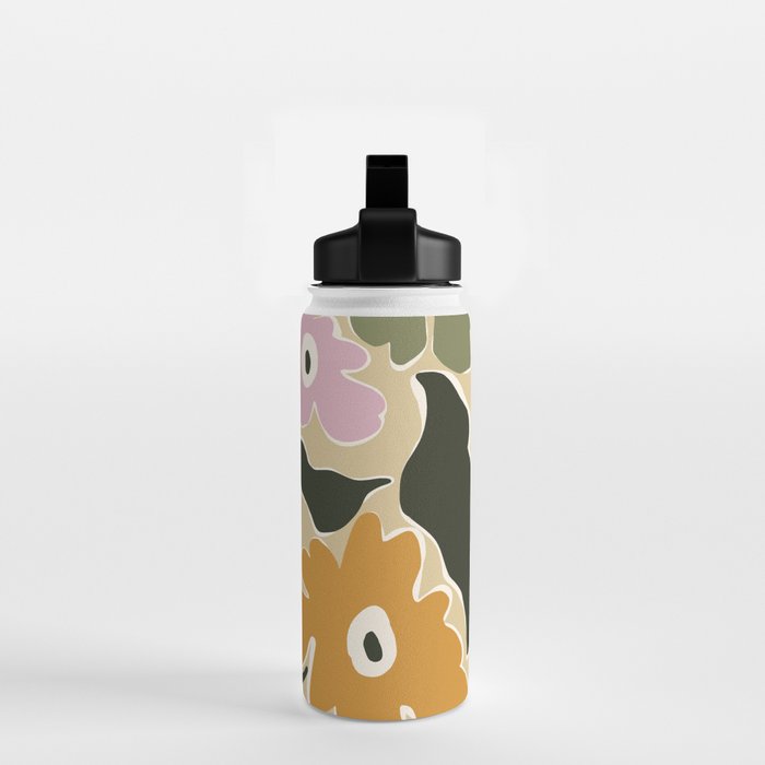 Retro abstract floral  Water Bottle Gallery Image 2