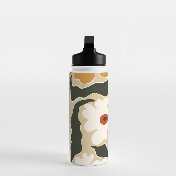 Retro abstract floral  Water Bottle Gallery Image 3