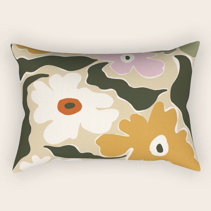 Retro abstract floral  Rectangular Pillow Gallery Image 2