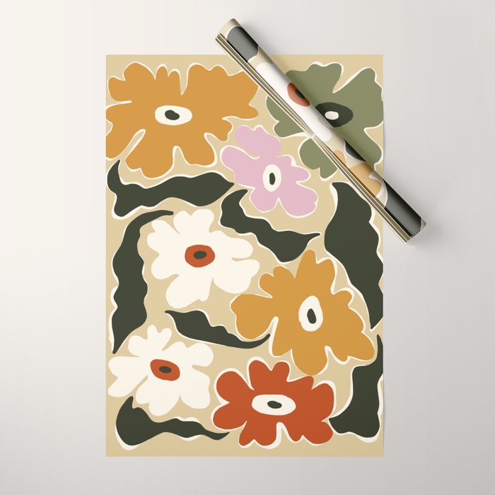 Retro abstract floral  Wrapping Paper Gallery Image 1