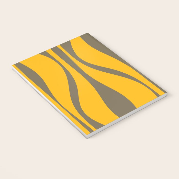 Mid Century Modern Abstract Lounge Pattern in Yellow Orange and Gray Taupe Notebook Gallery Image 3