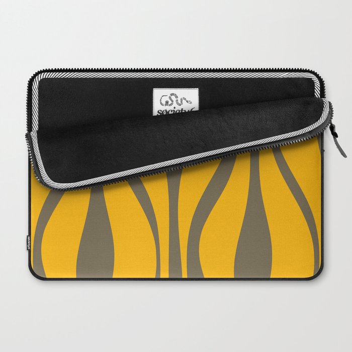 Mid Century Modern Abstract Lounge Pattern in Yellow Orange and Gray Taupe Laptop Sleeve Gallery Image 2