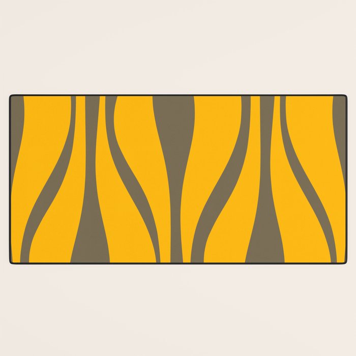 Mid Century Modern Abstract Lounge Pattern in Yellow Orange and Gray Taupe Desk Mat Gallery Image 3