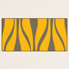 Mid Century Modern Abstract Lounge Pattern in Yellow Orange and Gray Taupe Desk Mat Gallery Image 3