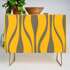 Mid Century Modern Abstract Lounge Pattern in Yellow Orange and Gray Taupe Credenza Gallery Image 1