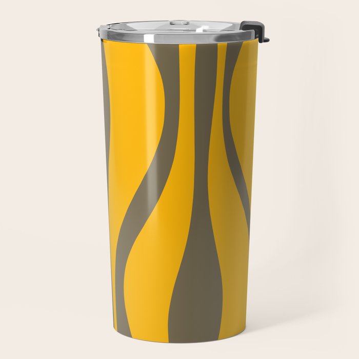 Mid Century Modern Abstract Lounge Pattern in Yellow Orange and Gray Taupe Travel Mug Gallery Image 2
