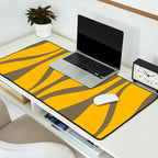 Mid Century Modern Abstract Lounge Pattern in Yellow Orange and Gray Taupe Desk Mat Gallery Image 2