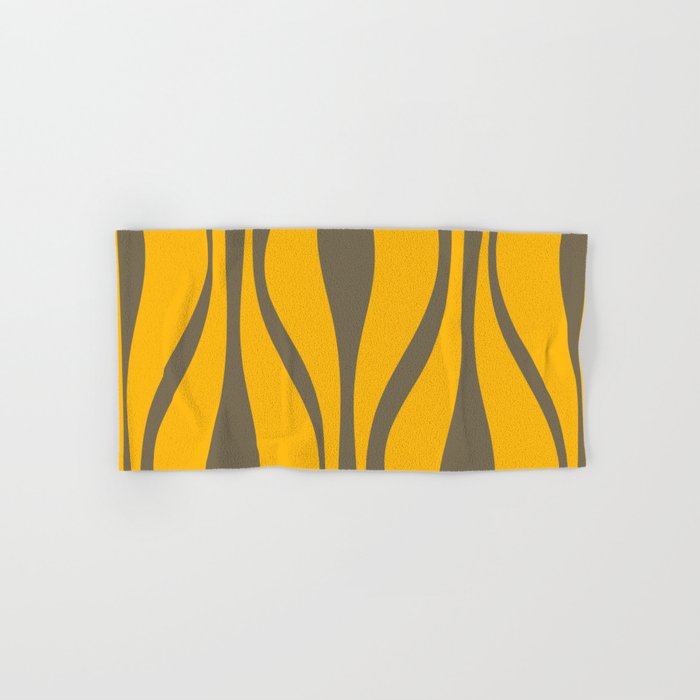 Mid Century Modern Abstract Lounge Pattern in Yellow Orange and Gray Taupe Bath Towel Gallery Image 1