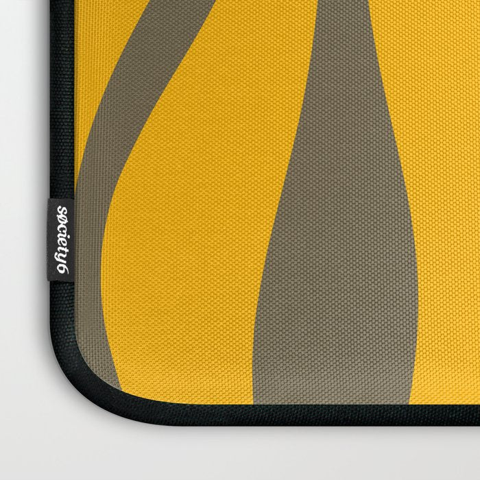 Mid Century Modern Abstract Lounge Pattern in Yellow Orange and Gray Taupe Laptop Sleeve Gallery Image 3