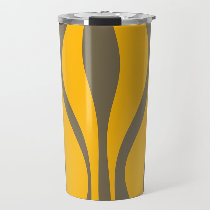 Mid Century Modern Abstract Lounge Pattern in Yellow Orange and Gray Taupe Travel Mug Gallery Image 1
