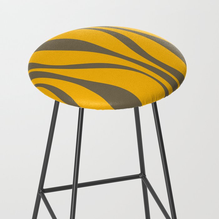 Mid Century Modern Abstract Lounge Pattern in Yellow Orange and Gray Taupe Stool Gallery Image 2