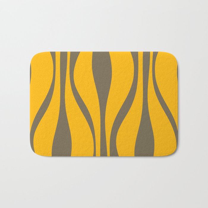 Mid Century Modern Abstract Lounge Pattern in Yellow Orange and Gray Taupe Bath Mat Gallery Image 1