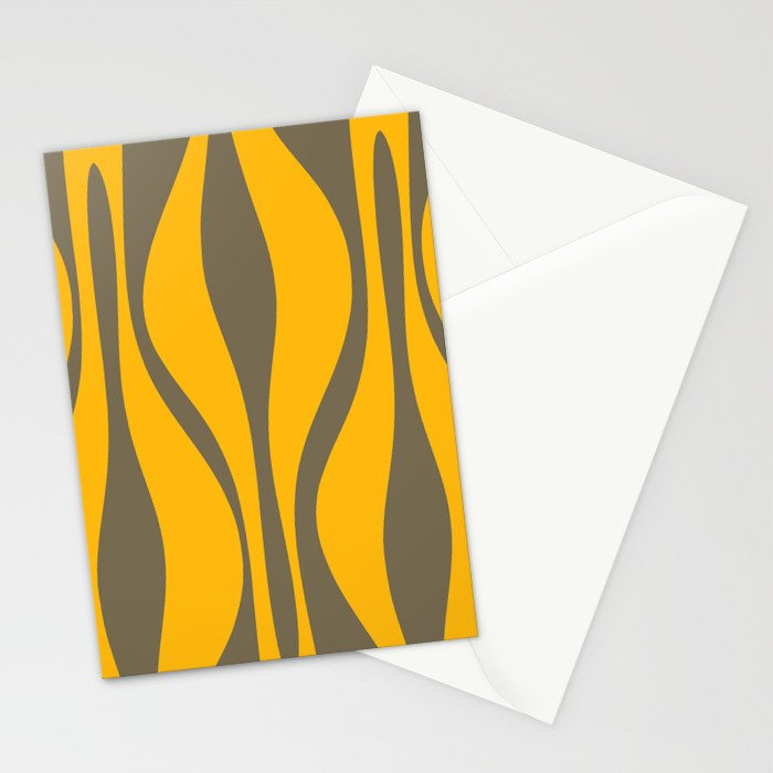 Mid Century Modern Abstract Lounge Pattern in Yellow Orange and Gray Taupe Stationery Card Gallery Image 2