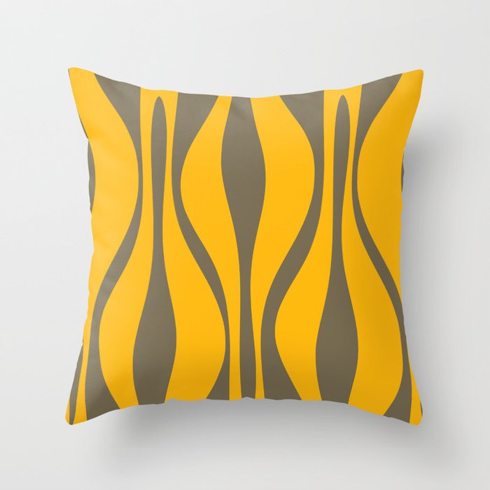 Mid Century Modern Abstract Lounge Pattern in Yellow Orange and Gray Taupe Throw Pillow Gallery Image 1