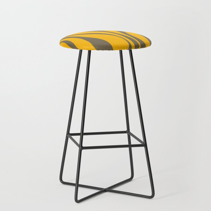 Mid Century Modern Abstract Lounge Pattern in Yellow Orange and Gray Taupe Stool Gallery Image 1