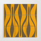 Mid Century Modern Abstract Lounge Pattern in Yellow Orange and Gray Taupe Wood Wall Art Gallery Image 1